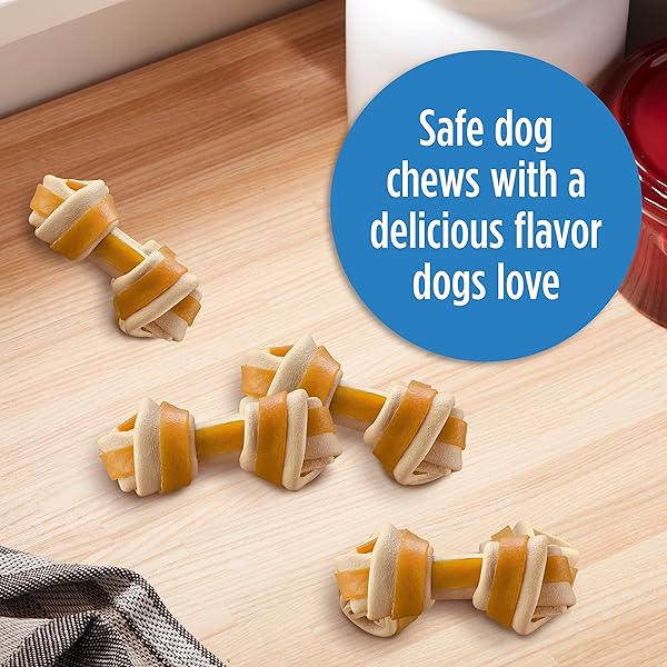 MILK-BONE CHEWS GNAWBONES RAWHIDE FREE DOG TREATS, CHICKEN, 5 LONG LASTING SMALL/MEDIUM KNOTTED BONES