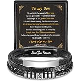 INFUPNET Braided Leather Men's Bracelet Gifts For Son,To My Son Bracelet With Stainless Steel Adjustable Buckle,Engraved Love You Forever Men's Jewelry For Christmas Birthday Gifts