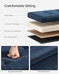SONGMICS Storage Ottoman, Foldable Velvet Storage