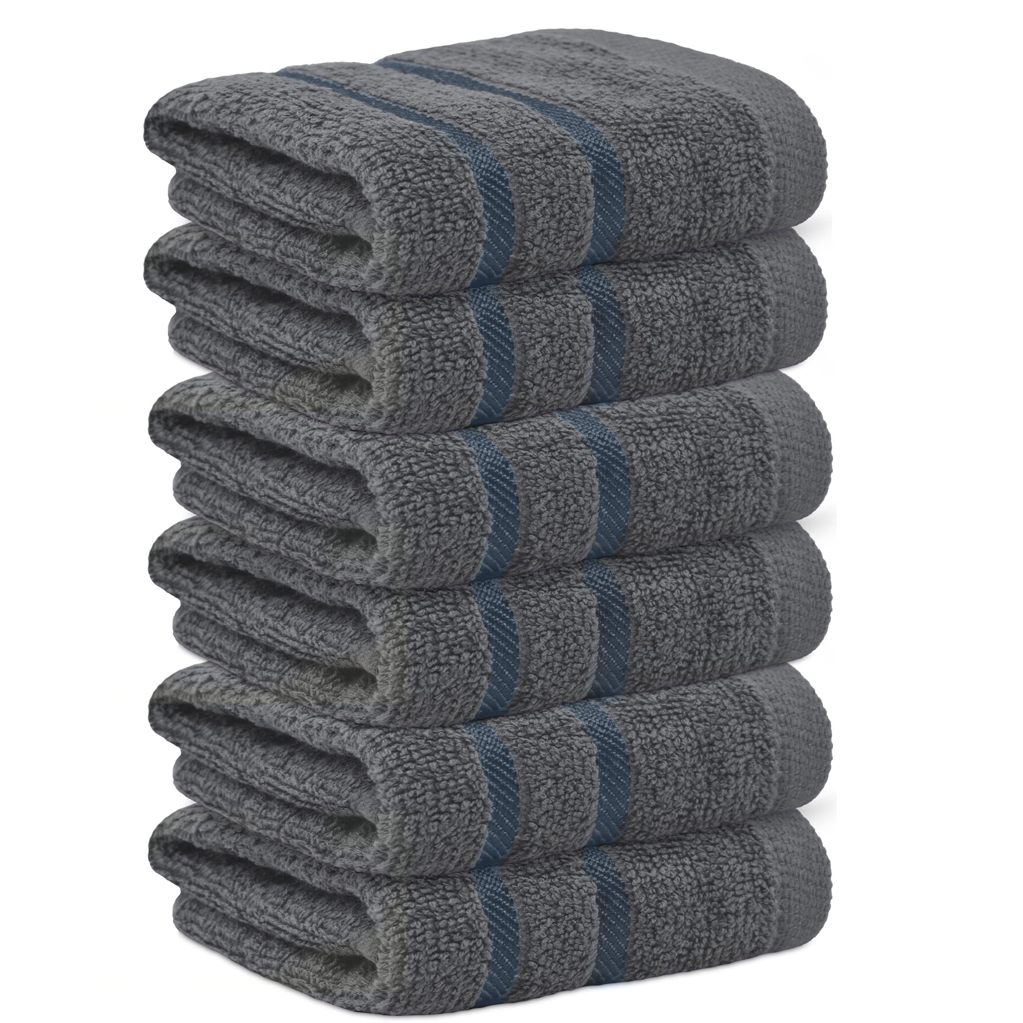 Towelogy® Fast Drying Flannel Face Cloth 100% Cotton Super Soft Premium Washcloths Facial Towels | OEKO-TEX Certified 33x33 cm (Charcoal, 6)