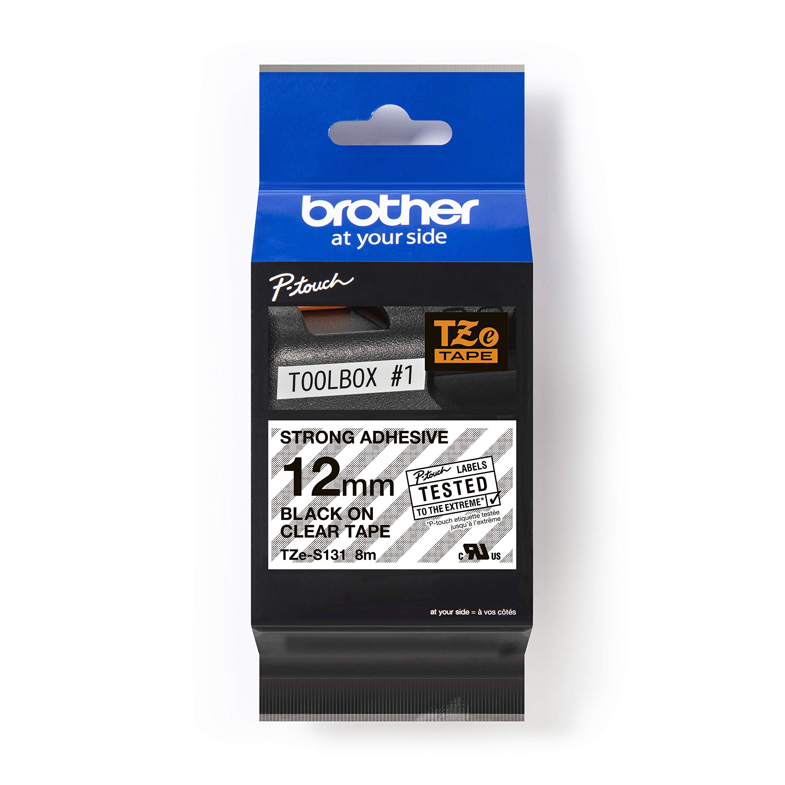 Brother TZe-S131 - Extra strength adhesive - black on clear - Roll (1.2 cm x 8 m) 1 cassette(s) laminated tape - for Brother PT-D210, D600, H110, P-Touch PT-1005, 1880, E800, H110, P-Touch Cube Plus PT-P710