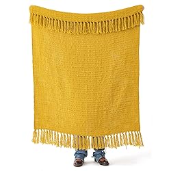 PANDATEX Thick Chunky Yellow Knitted Throw Blanket