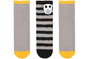 Panda Bros Girls Warm Fuzzy Fluffy Socks, Non Skid Slipper Socks for Kids, 3 Pairs