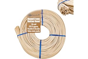 UNIQANTIQ HARDWARE SUPPLY 3 mm Round Reed # 4 | 1 Pound Coil | Rattan Reed for Basket Weaving and Wicker Furniture Making | Basketry, Wicker Weaving and Wicker Repair Supplies | UA-300RR