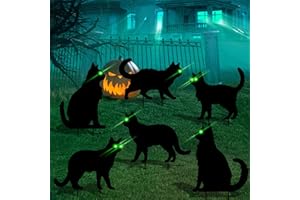 SEWRUNG 6 Pcs Black Cat Halloween Decorations Plastic Yard Signs with Stakes,Spooky Halloween Decorations Outdoor, Scary Silhouette with Glow in Dark Eyes for Outdoor Yard Lawn Garden Halloween Décor
