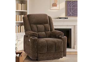 EONIX Dual Motor Lay Flat Power Lift Recliner Chair for Elderly, Electric Recliner Lift Chair for Adults with Heat and Massage, Cup Holders, 400lbs Heavy Duty, SLRY014062, Coffee