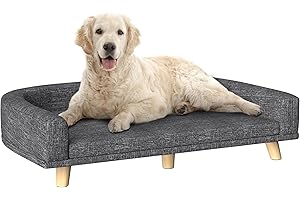 PawHut Dog Sofa, Dog Couch Bed for Large Dogs, Elevated Pet Cat Sofa Bed with Removable Washable Cover, Anti-slip Foot Pads, 