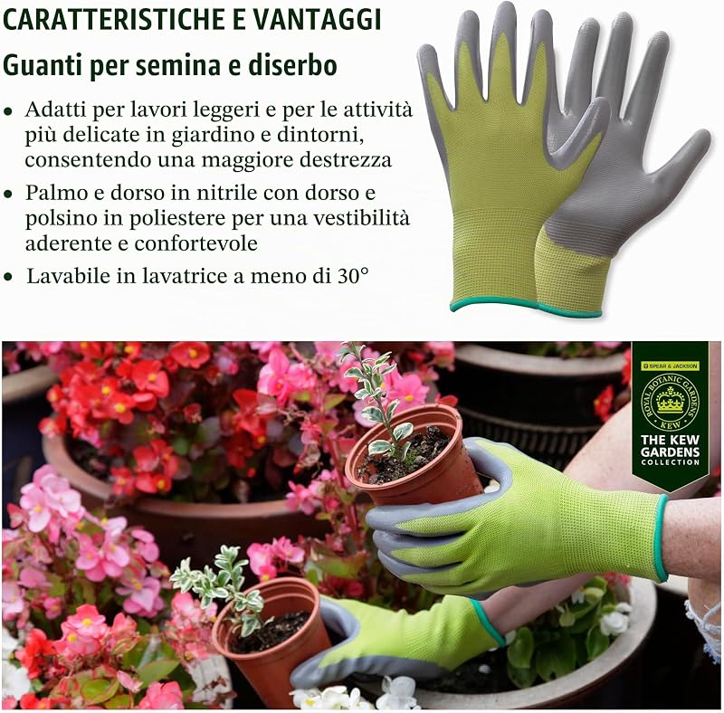 TRIOMGLOVESKEW Collection Kew Gardens Set Guanti trio 3 paia, semina e diserbo, manutenzione del giardino, Guanti da lavoro tipo rigger, taglia M