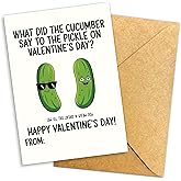 Podagree Funny Cucumber and Pickle Valentine’s Day Card from Kids or Friends, Cute Pun Joke Design, Humorous Greeting Card 8x5.3 Inch With Envelope
