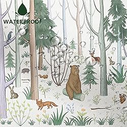 AWERT Cute Shower Curtain with Hooks Green Forest
