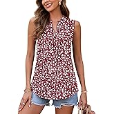 AUSELILY Womens 2026 Summer Tank Tops Causal Ladies V Neck Sleeveless Loose Pleated Shirts Blouse