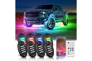 LD DARKEAGLE 8Pods Dreamcolor Chasing RGB+IC LED Rock Lights Underglow Lights with APP/RF Remote, Under Body Lights Multicolor Neon Music Mode 12v Waterproof for Trucks Jeep UTV Offroad Golf Cart RZR
