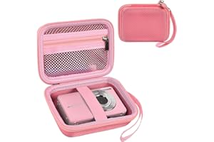 ANKHOH Digital Camera Case for CAMKORY for Kodak Pixpro fz45 for VAHOIALD for IWEUKJLO for Nsoela Kids Video Camera Storage Holder for AbergBest for Polaroid for Canon and SD Card and Cable-Pink(Box Only)