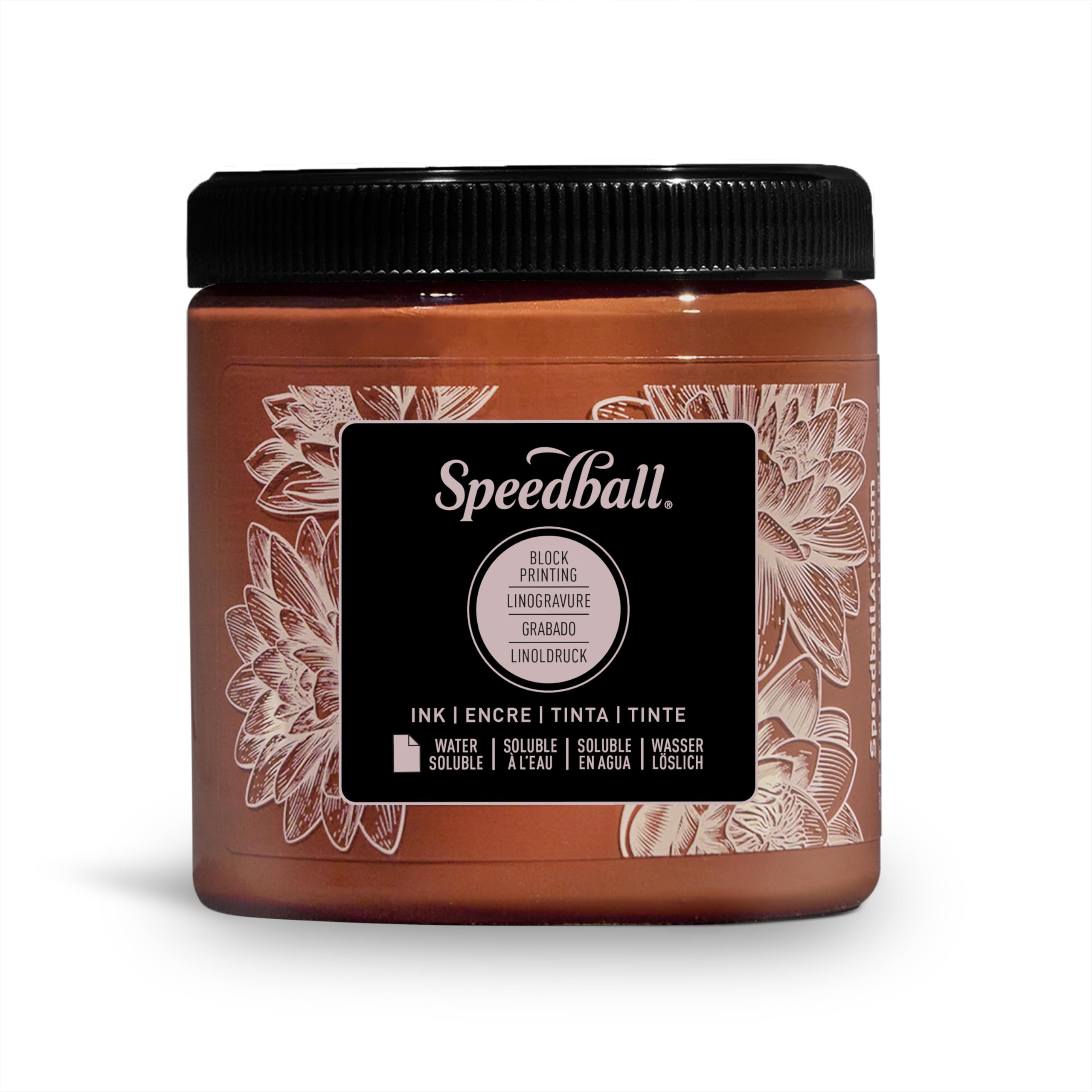 Speedball 8oz Water-Soluble Block Ink Brown, For Block Printing, Lino Printing, Screen Printing, For Artists Kit