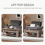 Yaheetech Lift Up Coffee Table with Hidden Storage Gray view 4