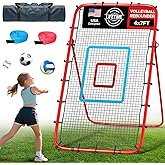 Volleyball Rebounder Net 7x4 Ft, 5-Angle Adjustable Rebounder Net for Practicing Digging, Setting, Spiking, Bounce Back Training Equipment with 2 Target Stripes & Portable Travel Bag for Storage