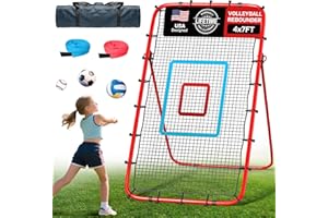 MAXPLUS Volleyball Rebounder Net 7x4 Ft, 5-Angle Adjustable Rebounder Net for Practicing Digging, Setting, Spiking, Bounce Back Training Equipment with 2 Target Stripes & Portable Travel Bag for Storage