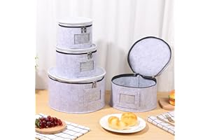 4 Pcs China Storage Containers, Felt Cloth China Storage Case with Zipper & Dividers, Large Capacity Dessert Plate Storage Ca