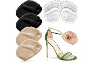 MICKEE Metatarsal Pads for Women,Anti Sliding Foot Pads for Open ToeShoe,Forefoot Pads for Women,Ball of FooCushions,Reduce Foot Pain,Reusable Heel Pads Inserts for Too Biy Shoe,3-Pair(Beige+Black+Clear)