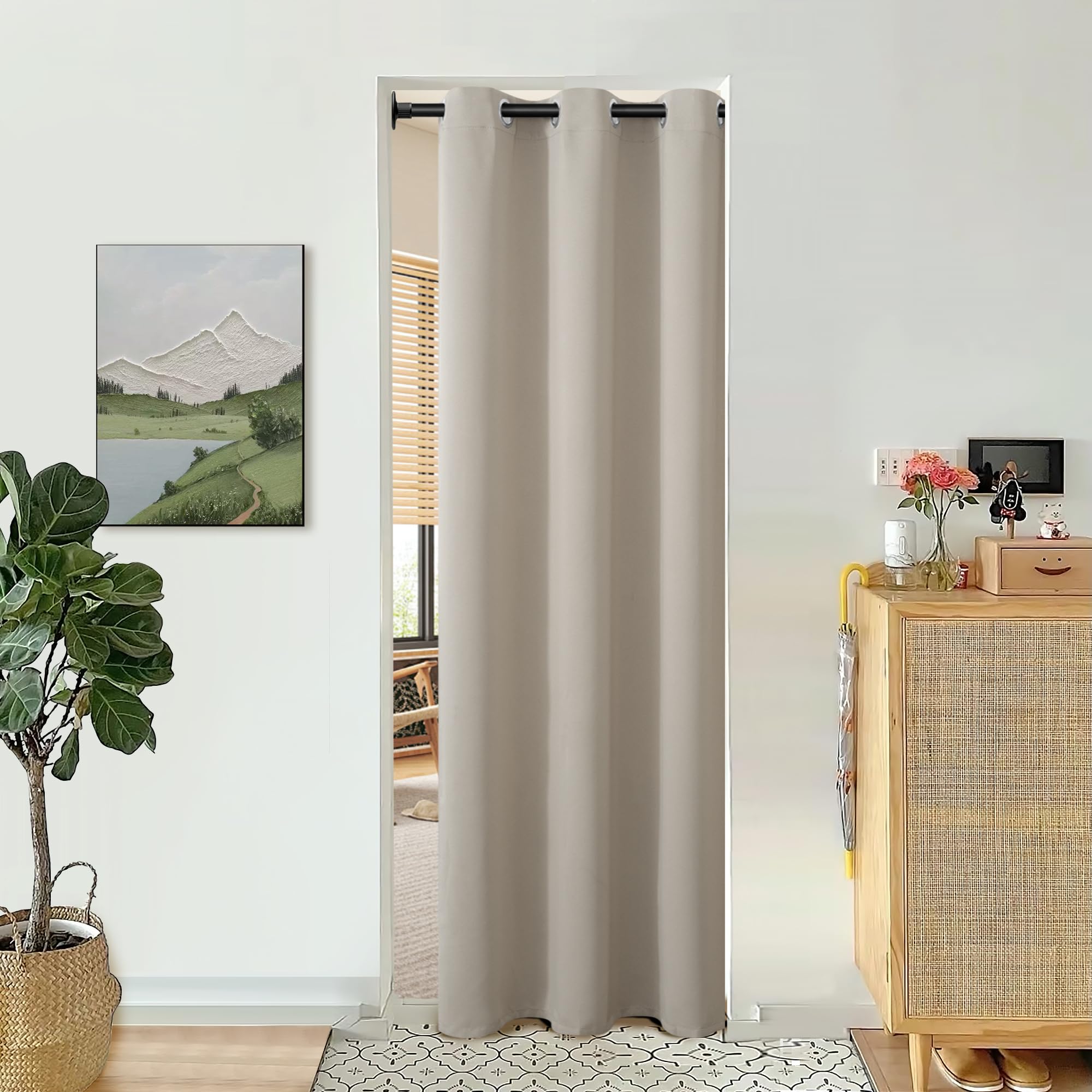 Photo 1 of BGment Camel Door Curtain 80 Inch Length for Doorway, Bedroom Closet Curtain, Privacy Thermal Insulated Blackout Grommet Room Divider for Room Separation, 1 Panel, 42 Inch Wide