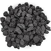 Onlyfire Black Lava Rock 10 Pounds Volcanic Lava Stones for Indoor Outdoor Fire Pits Fireplaces Gas Grill and Landscaping, 0.4-0.8 Inch