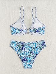 Fanuerg Women's Triangle Bikini Sets O Ring Linked