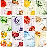 KONEUK 84 Pack Collagen Face Masks Skincare for Women, Hydrating and Moisturizing Sheet Face Masks for Women Skin Care, Face Mask Gifts Set for Spa Party, Bulk Facial Masks Suitable for All Skin Types