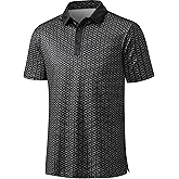 MAGCOMSEN Mens Golf Shirt Short Sleeve Dry Fit Moisture Wicking Golf Polos Casual Performance Print Collared Shirt Men
