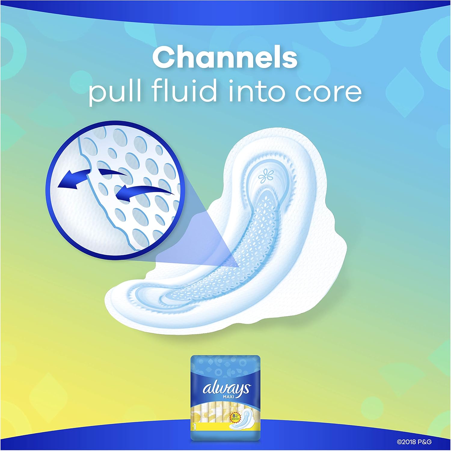 Always Maxi Feminine Pads with Wings for Women, Size 1, Regular Absorbency, Unscented, 45 Count - Pack of 3 (135 Count Total): Health & Personal Care