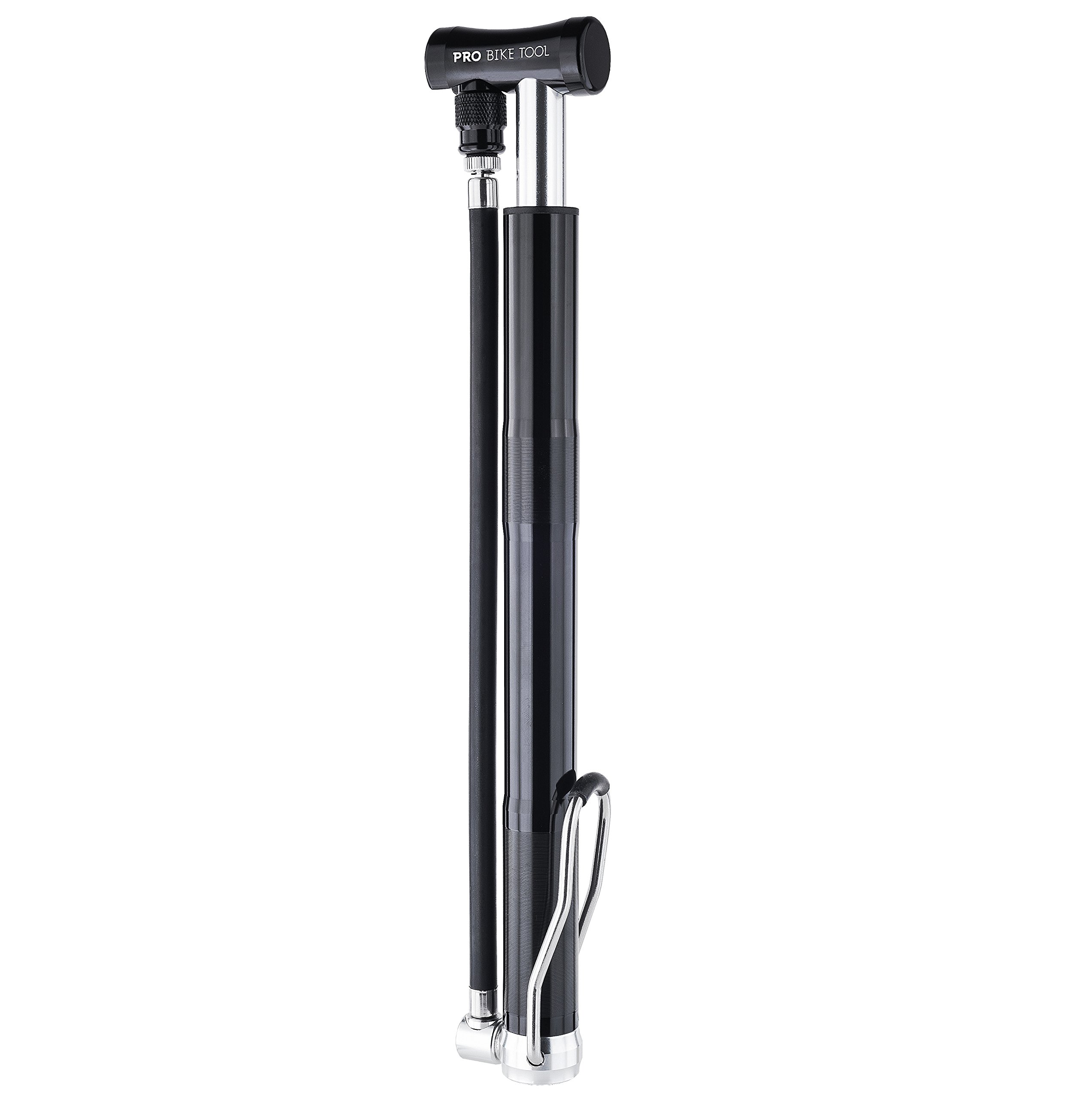 Pro Bike Tool Mini Bike Pump with Stabilizing Foot Peg, Secure Presta