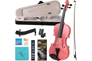 Djlin Violin 3/4 Set for Beginners Adults Girls, Acoustic Violin with Pink Varnish, Violin Accessories Include Case, Violin Rosin,Violin Bow, Violin Strings, Violin Shoulder Rest, Violin Tuner
