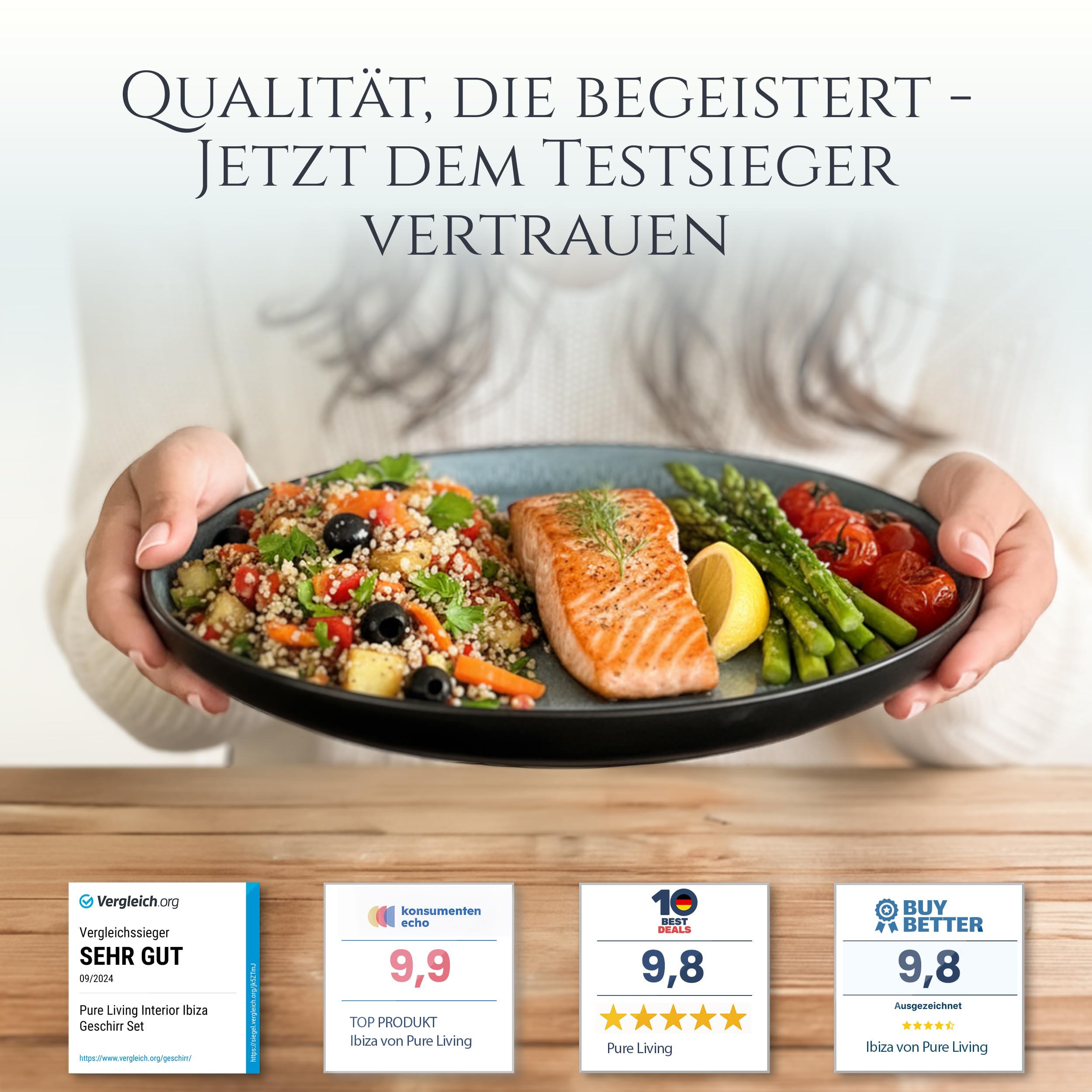 Steingut Geschirrset 6 Personen Ibiza 24 tlg. TESTSIEGER, Traumhaftes Mediterranes Steingut Geschirr Set, Schüssel- und Teller Set, Tafelservice 6 Personen, Geschirrsets Pure Living in Petrol 2