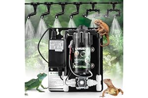 LANUEVA Reptile Humidifier, Quieter Mister Fogger for Terrarium with 4 Single Misting Nozzle + 2 Double Misting Nozzle, Reptile Mister Spray System for Reptile, Chameleon, Lizard, Snake, Frog
