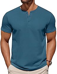 COOFANDY Short Sleeve Button Henley Shirts Men T