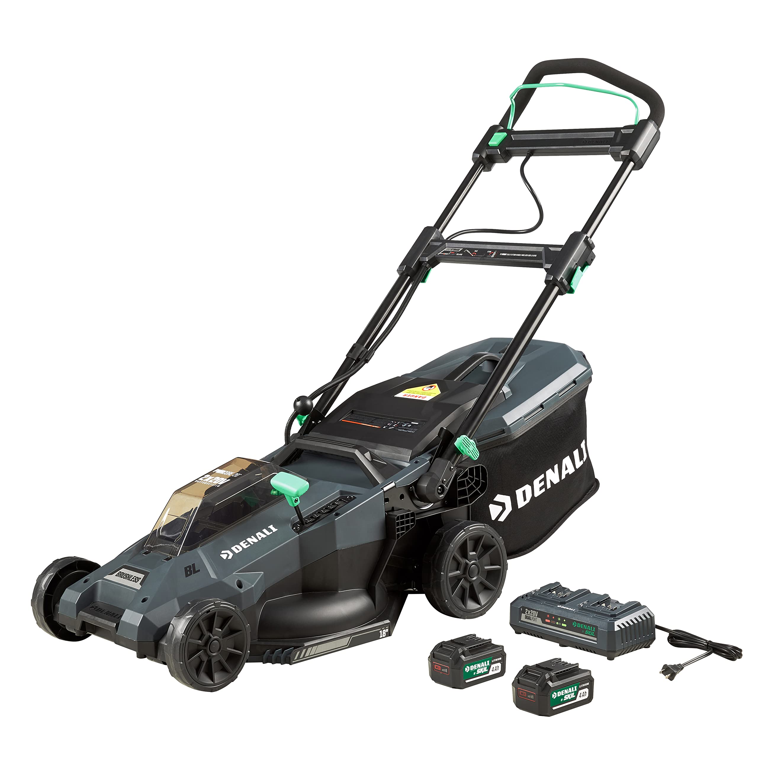 Photo 1 of **USED** Amazon Brand - Denali by SKIL 2 x 20V (40V) Brushless 18-Inch Push Lawn Mower Kit, Includes Two 4.0 Ah Lithium Batteries & Dual Port Charger