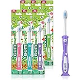 GUM Monsterz Kids and Toddler Toothbrush, Soft, Suction Cup Base, Ages 2+, Pack of 6 Single toothbrushes, Colour May Vary