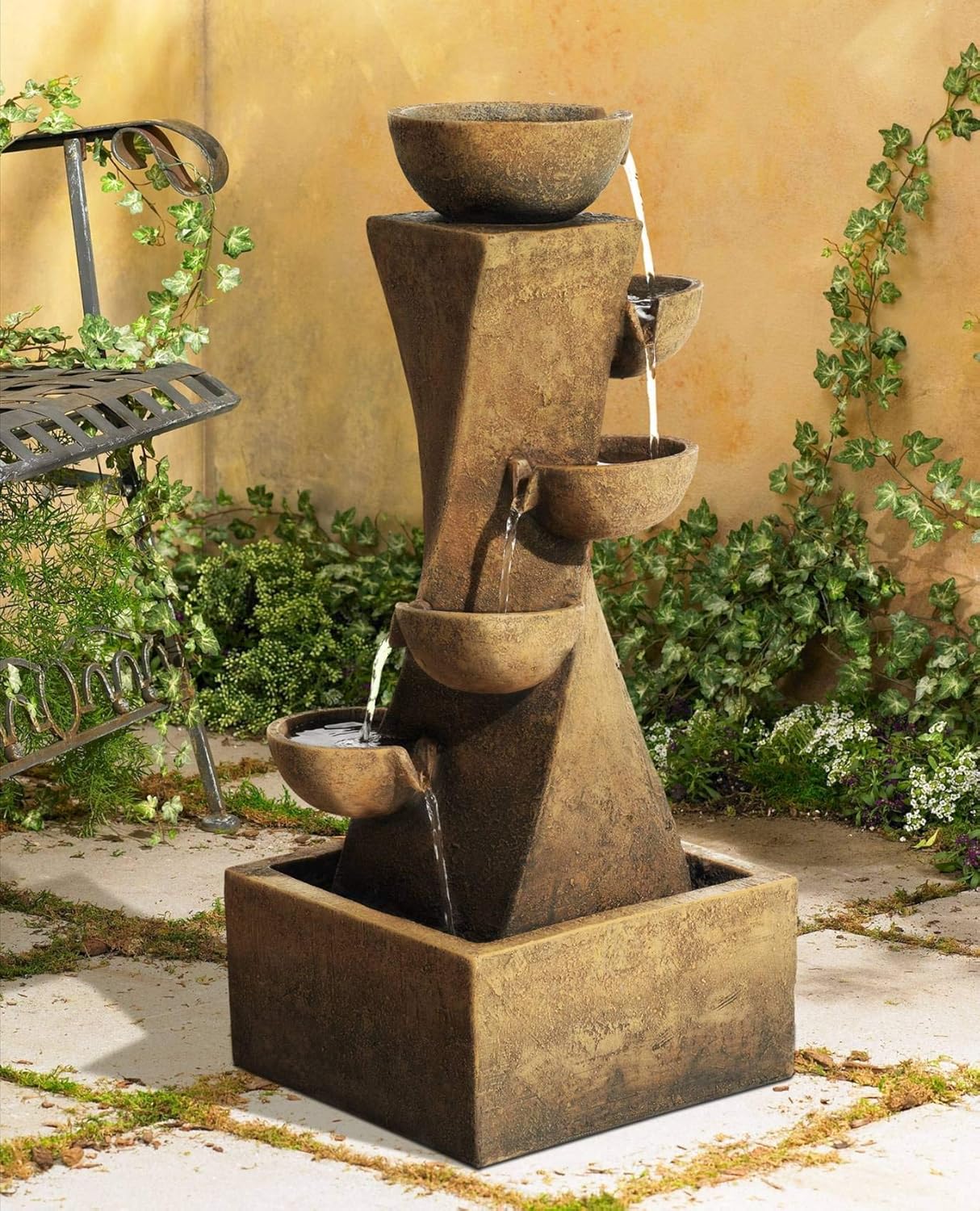 John Timberland Cascading Bowls Rustic Outdoor Floor Water Fountain with Light LED 27 1/2" High for Yard Garden Patio Deck Home: Home & Kitchen