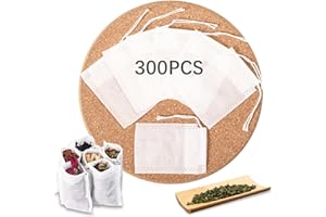 LIPETOL 300 Pcs Empty Tea Bags for Loose Leaf Tea, Disposable Small tea Filter Bags with Drawstring fillable Cloth Diy Empty Tea Sachets for Loose tea, Coffee, Herbs, Spice (2.76 x 1.97 inch)