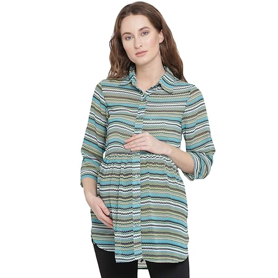 Women's Georgette Maternity Top in Green