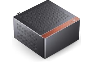 JONSBO NV10 Black MINI ITX PC Case, Aluminum Alloy with Walnut Trim Desktop Case, Compatible with 1U Flex PSU, Low-Profile GP