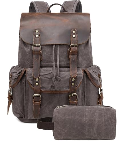 VAZUOOL Canvas Backpack for Men, Vintage Laptop Daypack Travel Rucksack Work College Computer Bag Bookbag Fits 15.6 Inch Laptop, Black : Electronics