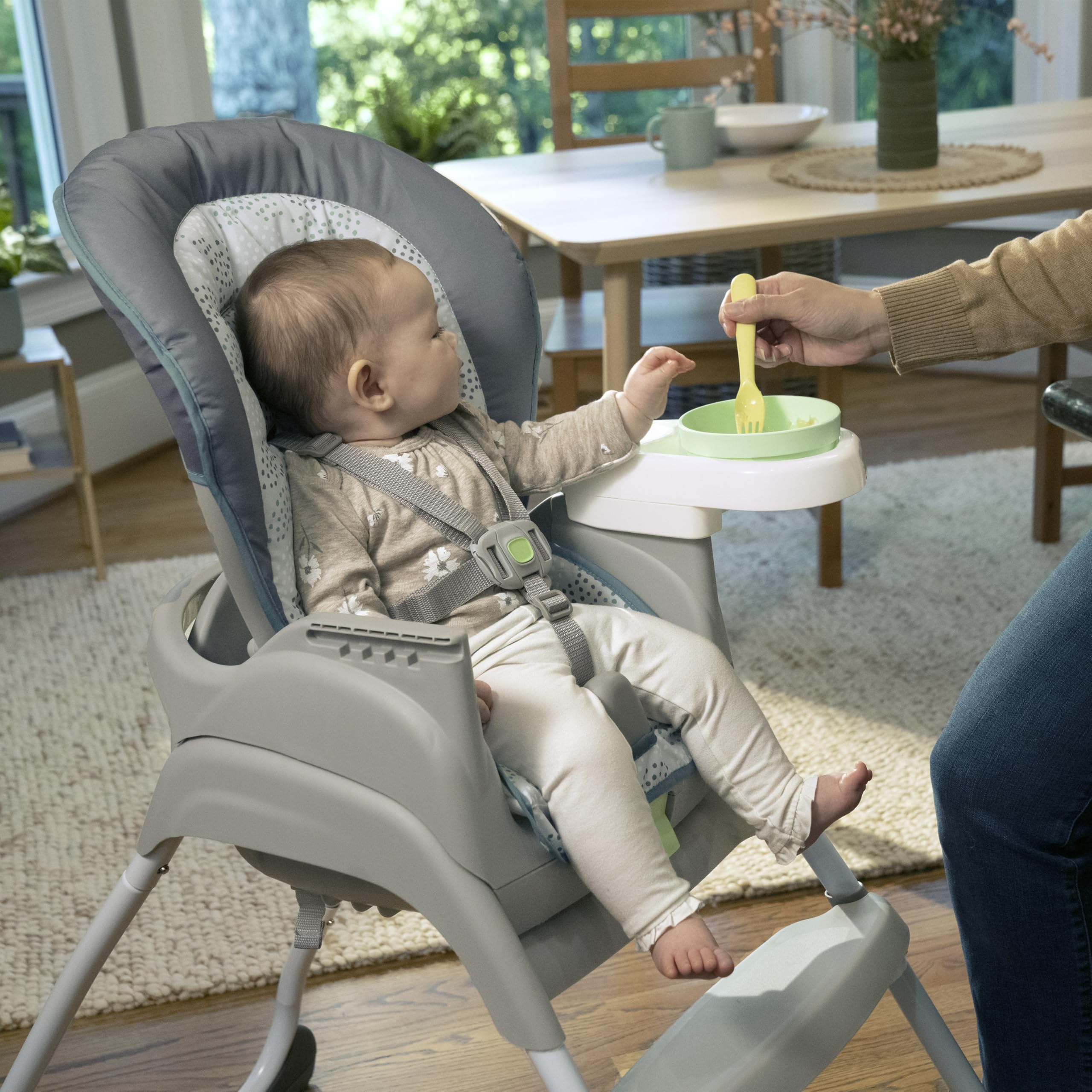 Ingenuity Full Course 6-in-1 High Chair - Baby to 5 Years Old, 6 Convertible Modes, 2 Dishwasher Safe Trays - Astro, 13108