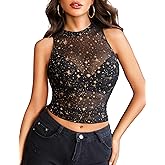 Avidlove Women Camisole Tops Sexy Mesh Tank Tops Cami Y2K See Through Undershirts Mini Going Out Top Lingerie