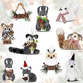 Aoriher 10 Pack Woodland Christmas Ornaments Forest Animals Woodland Hanging Ornaments Christmas Tree Decoration Sisal Fox Owl Squirrel Rabbit Natural Sisal Straw for Xmas Holiday Winter Home Decor