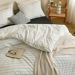 CLOTHKNOW Striped Comforter Set King 3Pcs White
