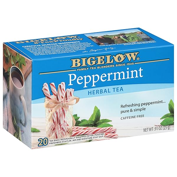 BIGELOW PEPPERMINT CAFFEINE FREE HERBAL TEA, 20 CT