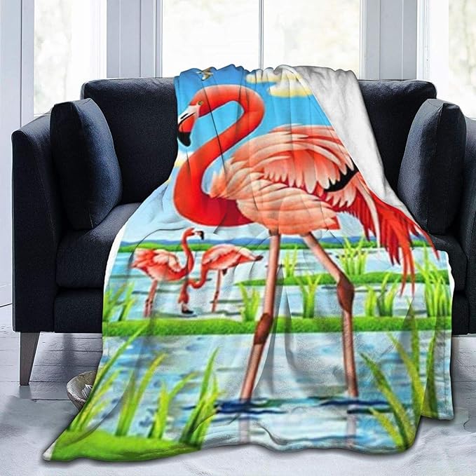 MIGAGA Throw Blanket,Red Flamingos,Warm Flannel Bed