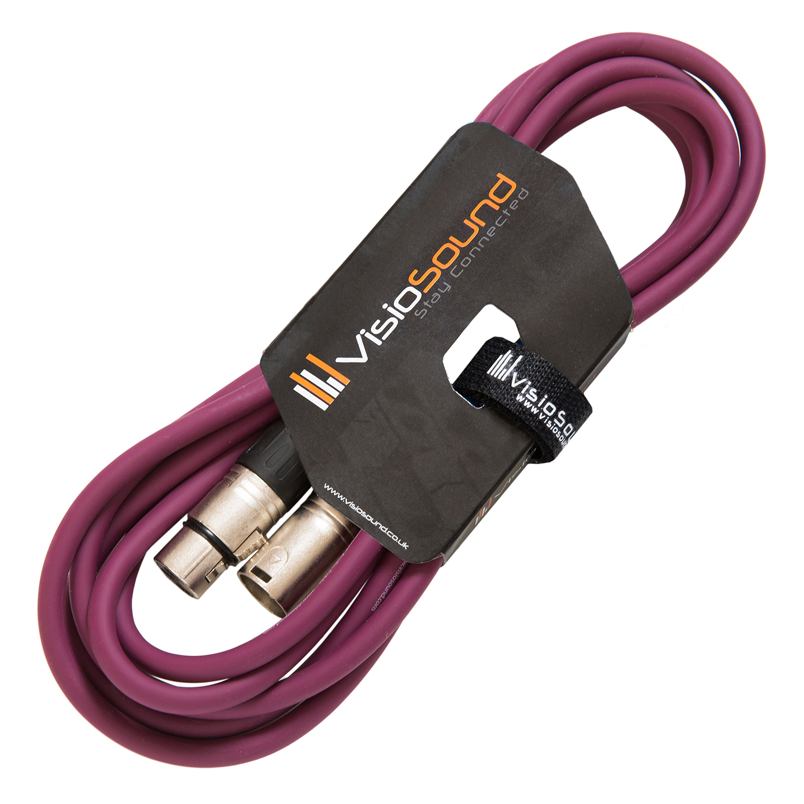 VisioSound Male to Female XLR Mic Lead/Balanced Microphone/Mic Patch Cable / 7 Colours 3m Purple