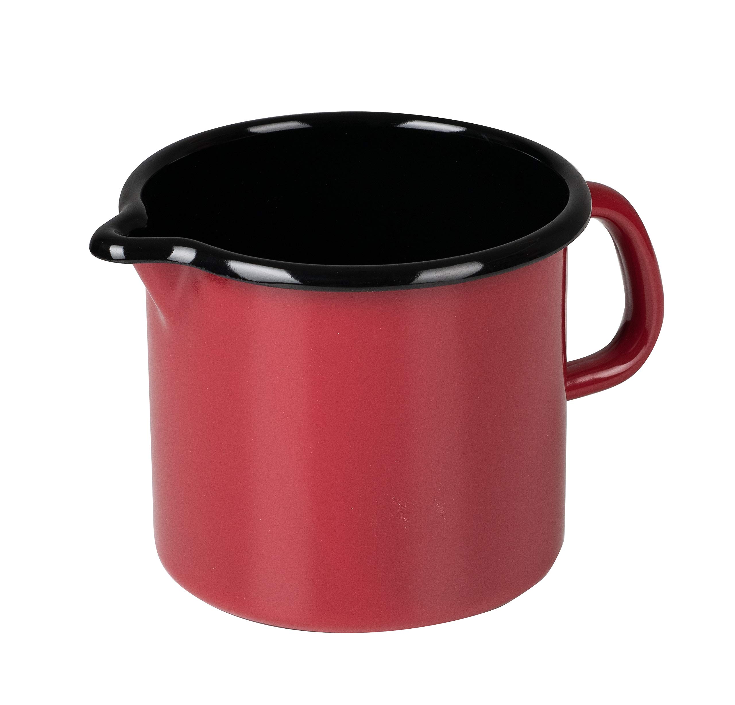 Riess, 12 Classic 0040-020 Saucepan 12 Red Diameter 12 cm Height 11.5 cm Capacity 1 Litre Enamel Red Black