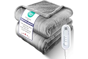LEERUN Electric Heated Blanket Full, Ultra‑Cozy Premium Flannel & Sherpa, Even Heat Distribution & Stable Temp, 1–10H Auto‑Off, 8 Temps (86–125.6°F), Overheat Protection, Ideal Gifts for Grandma
